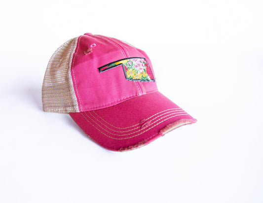Oklahoma Floral Cap Three Colors Bulk