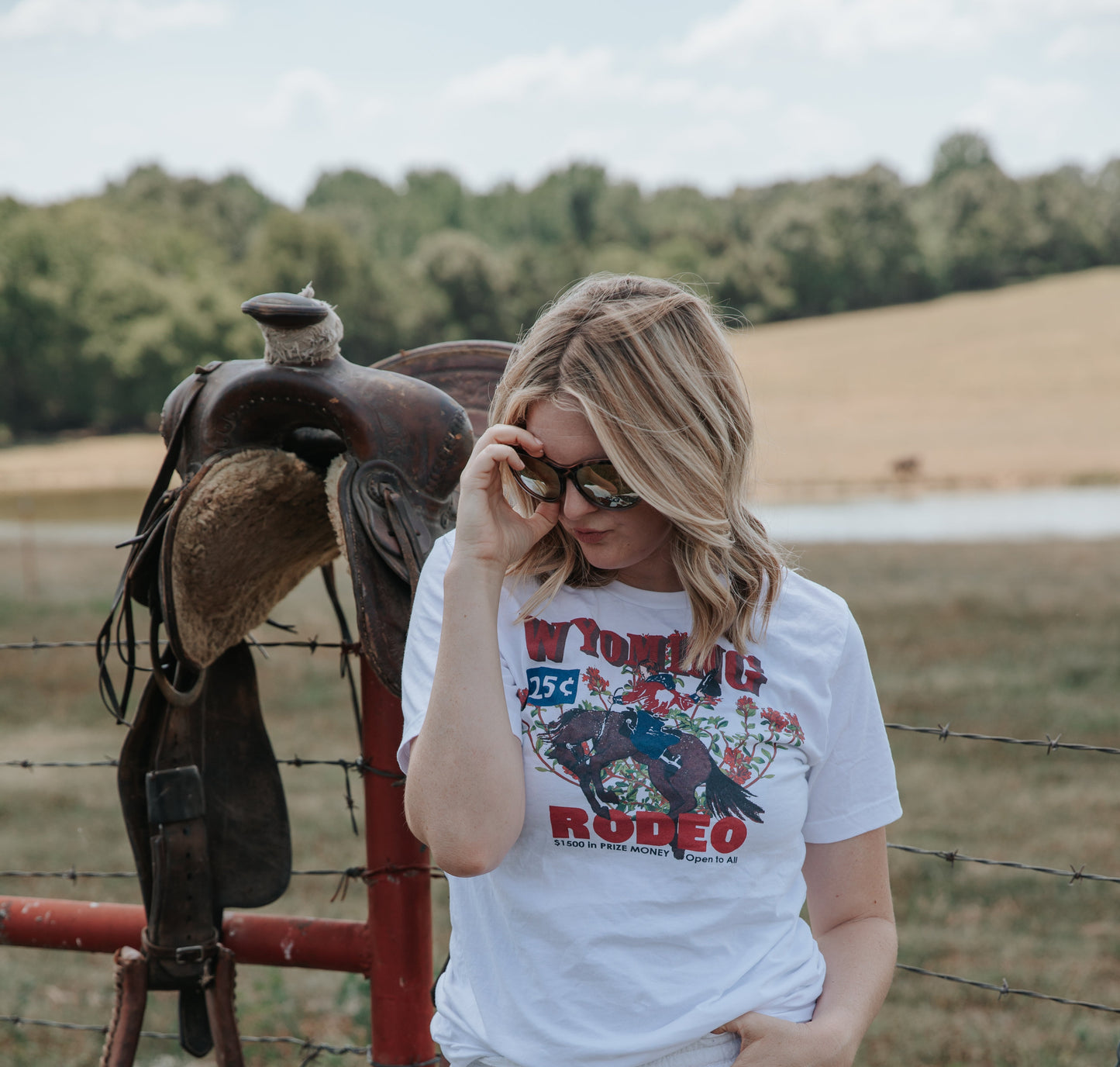 Wyoming Rodeo Tee-White