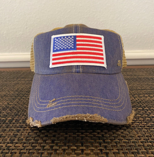 Long May She Wave, American Flag Cap Four Colors Bulk