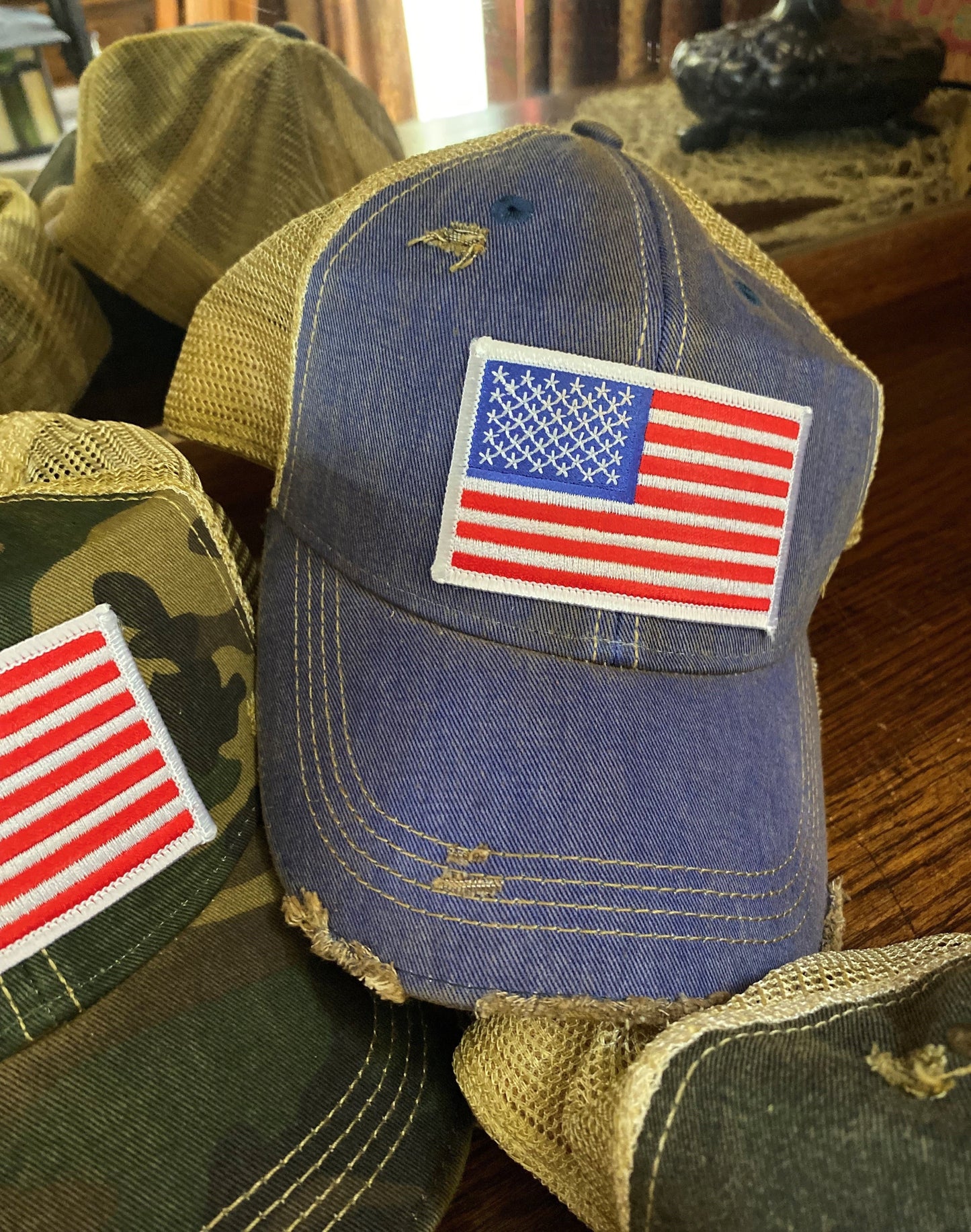 Long May She Wave, American Flag Cap Four Colors Bulk (Copy)