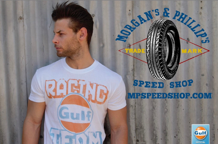 Gulf Racing Team Logo Tee-Iced Blue