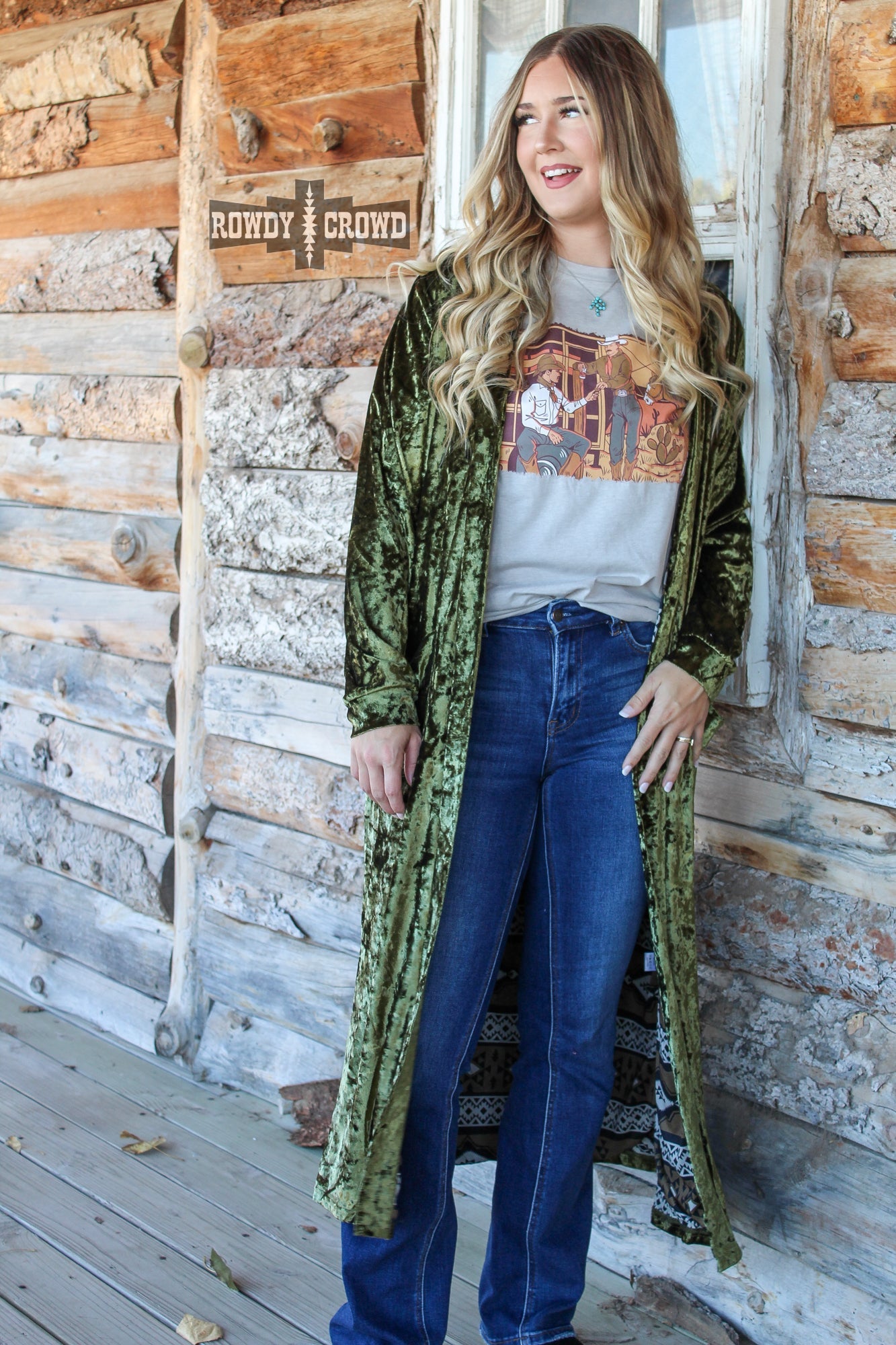 Olive You Velvet Duster – The Colorful Cowgirl