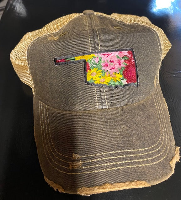 Oklahoma Floral Cap Three Colors Bulk