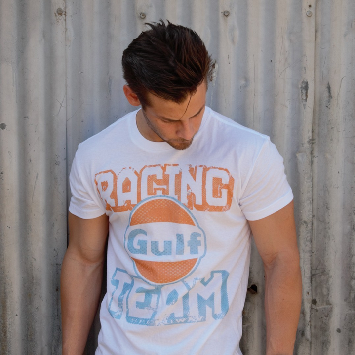Gulf Racing Team Logo Tee-Iced Blue