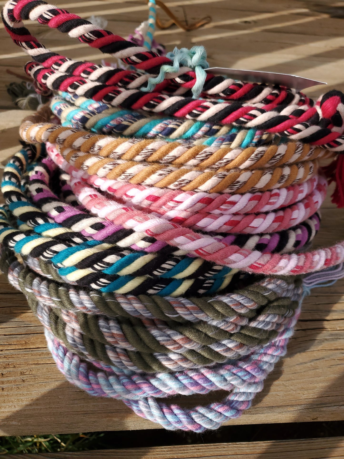 Set of cotton loop reins, and slobber straps