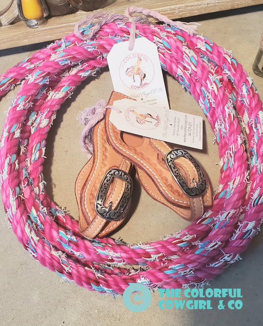 Pink Fuzzy Cotton 💗 Loop Rein