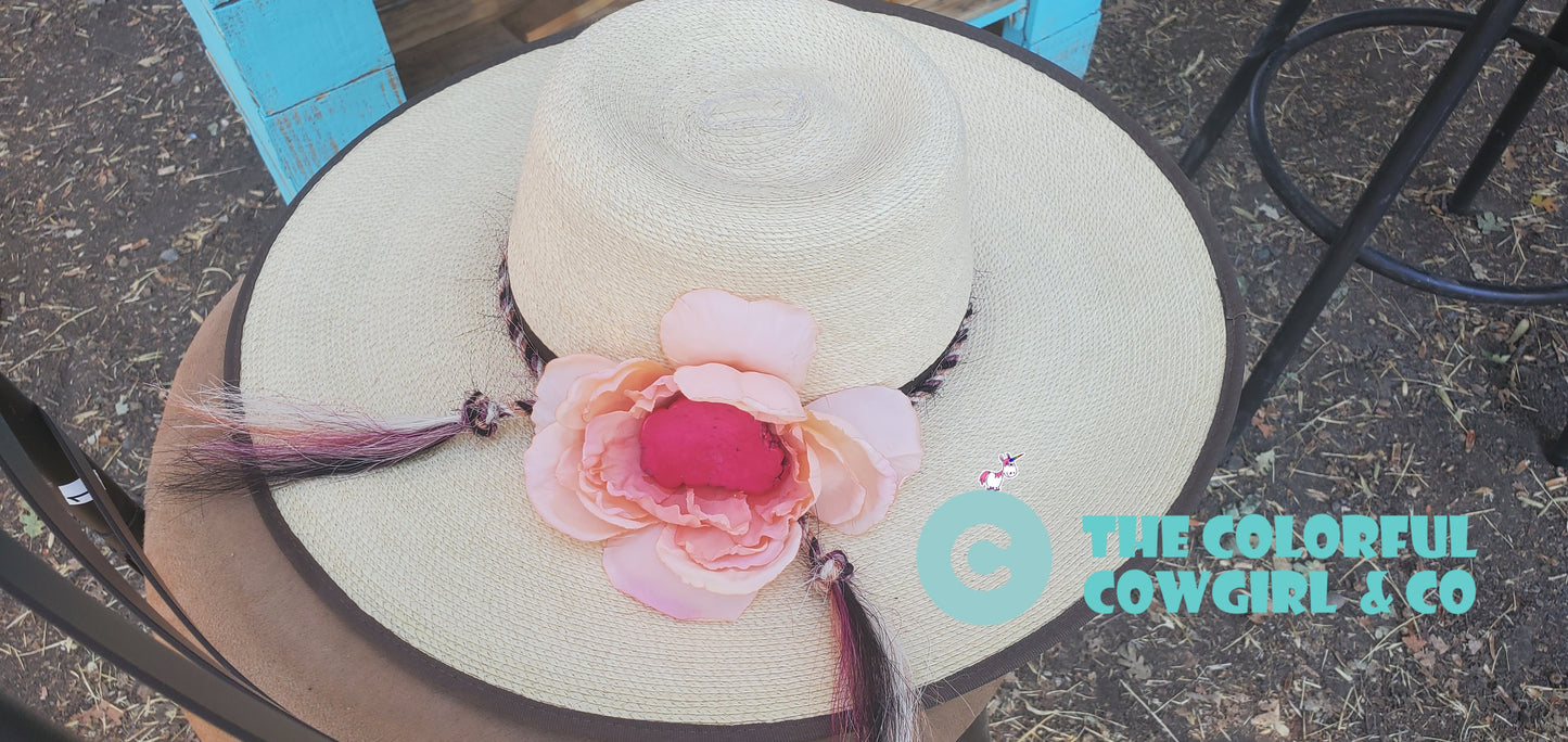 Simple Mecate Hatband with Clip on Hat Flower