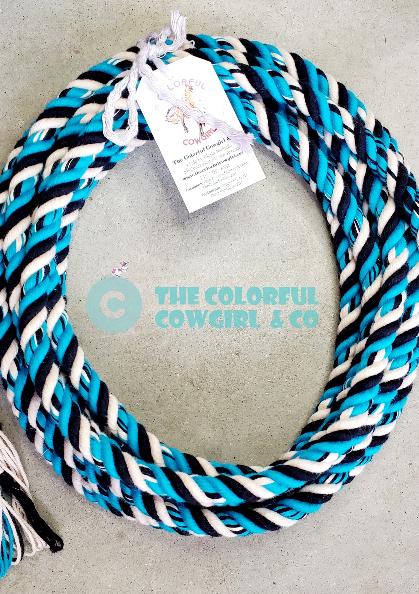 Turquoise, Black, and Creme Cotton Mecate
