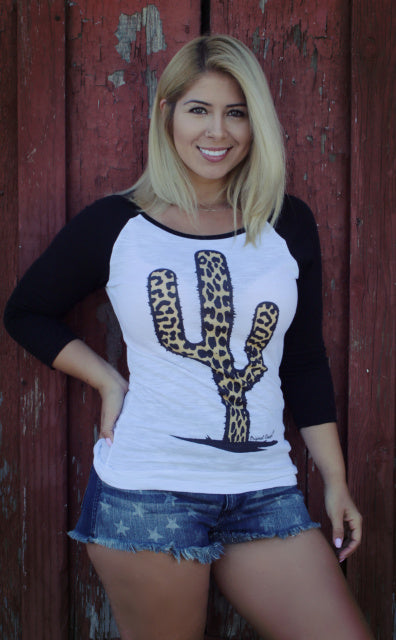 Leopard Cactus Three Quarter Sleeve Tee