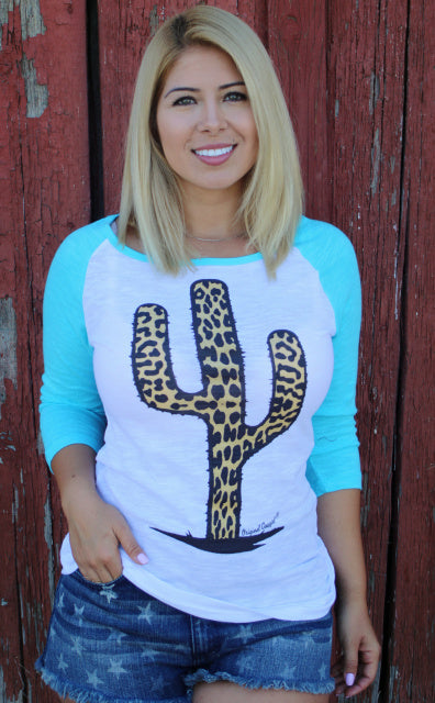 Leopard Cactus Three Quarter Sleeve Tee