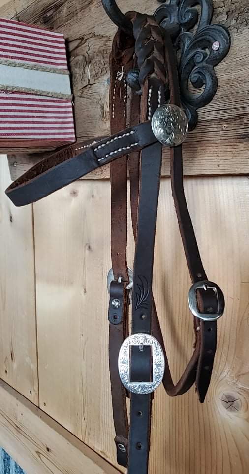 Dark Hot Oiled Braided Browband Headstall