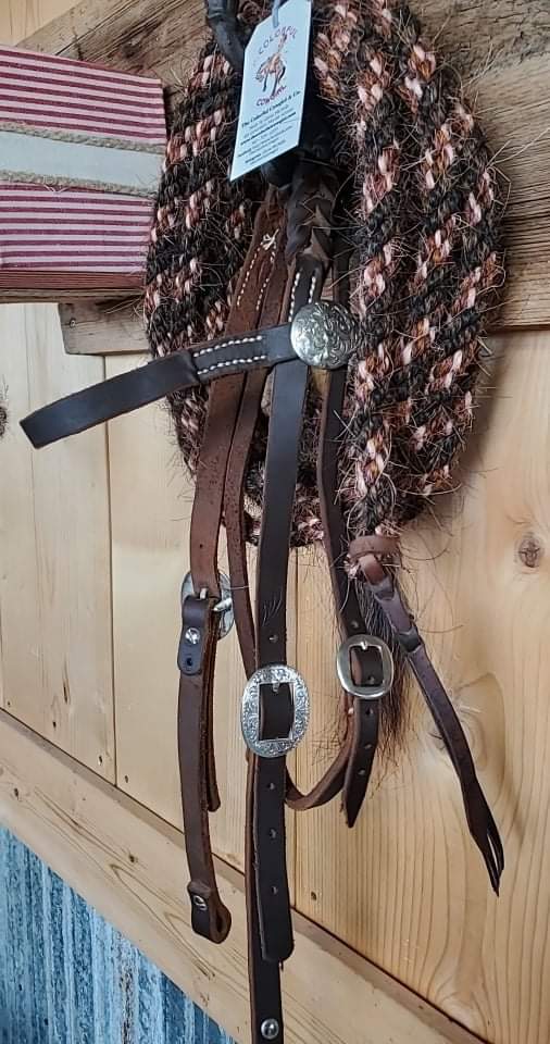 Dark Hot Oiled Braided Browband Headstall