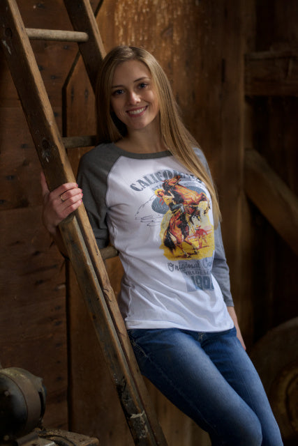 Retro Cowgirl Three Quarter Sleeve Tee