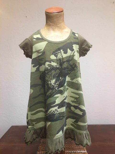 Girls Vintage Bronc Camo Ruffle Dress