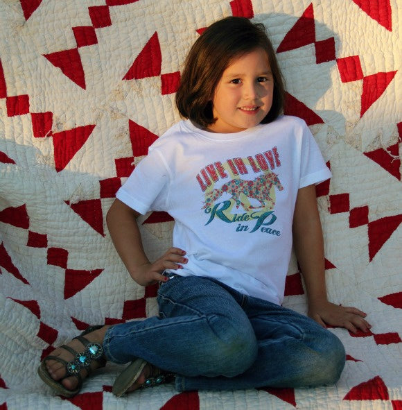 Live in Love Ride in Peace Girls Tee