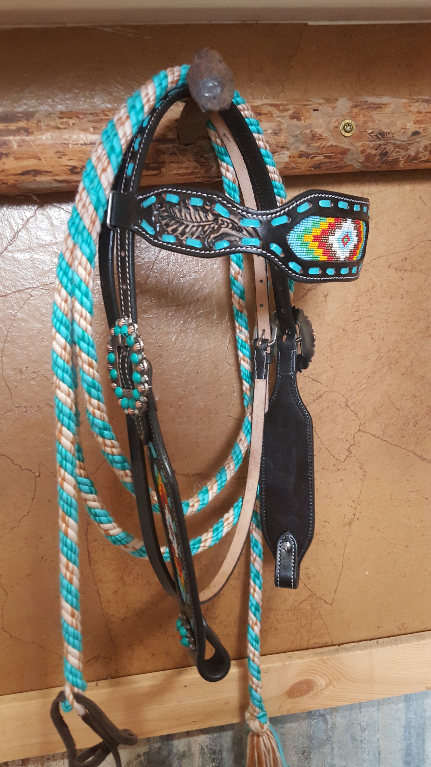 Beads and Turquoise Browband Headstall