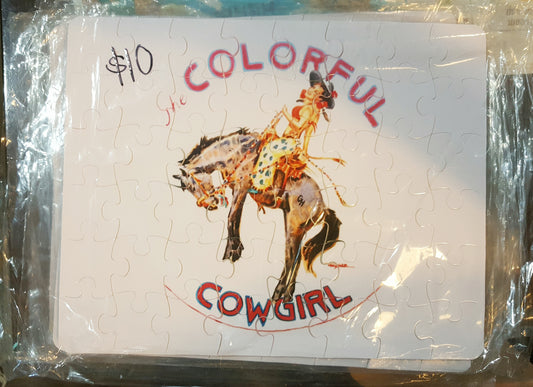 Colorful Cowgirl logo puzzle