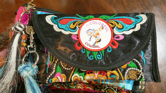 Gypsy Boho embroidered wristlet wallet bag small