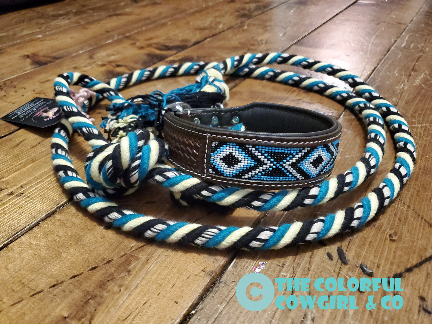Dog collar and mecate leash set