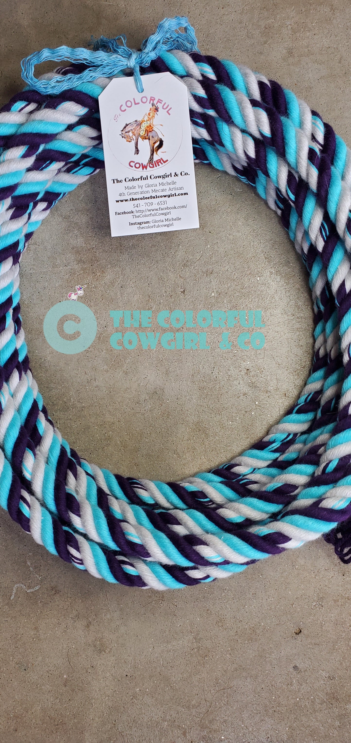 Turquoise, Purple, Grey Cotton Mecate